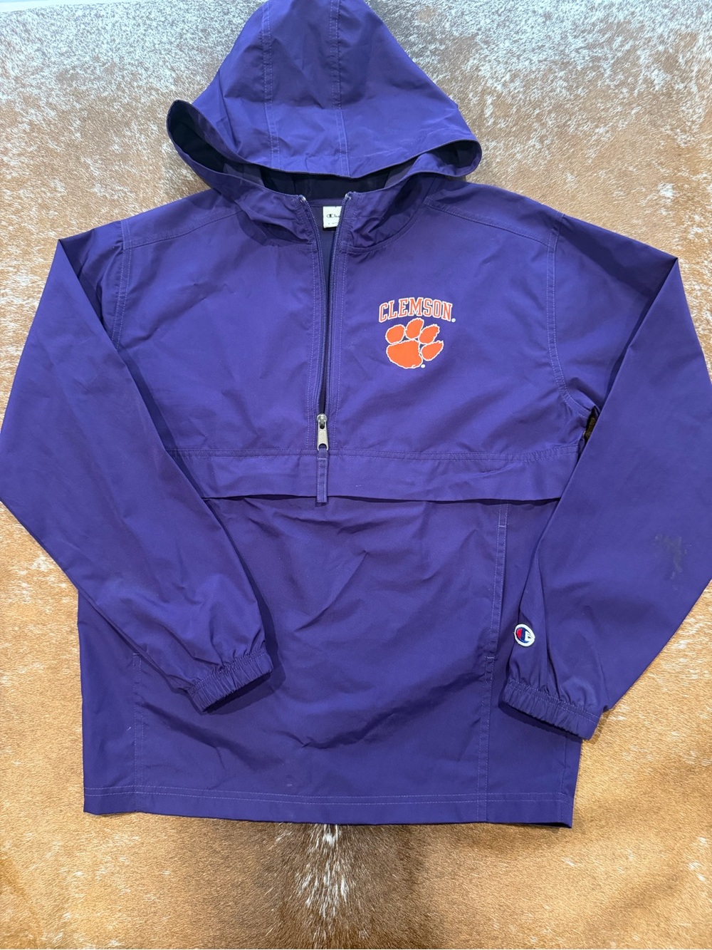 Champion Clemson Tigers Youth Large Purple Hooded Anorak
